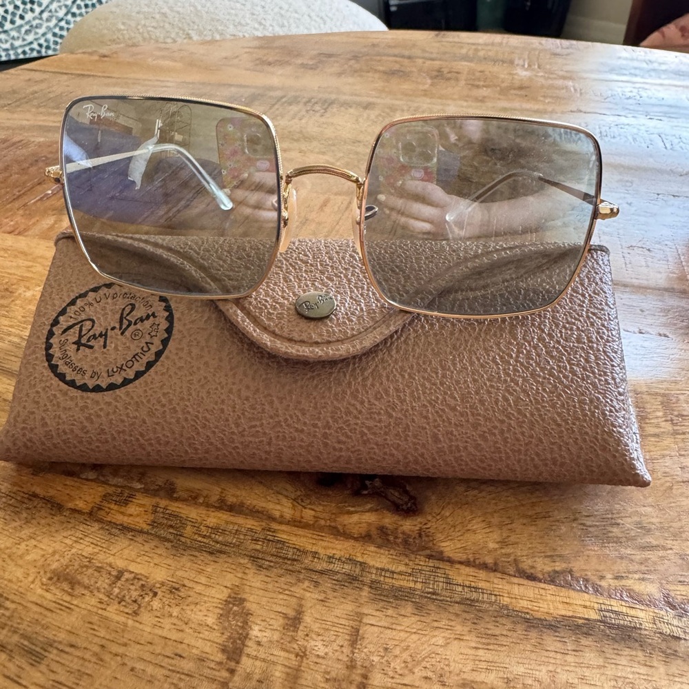 Ray-Ban Gold Frame Square Glasses